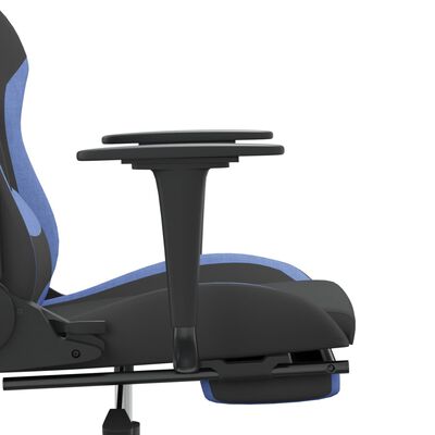 vidaXL Masažinė žaidimų kėdė su pakoja, juoda ir mėlyna, audinys