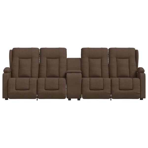 vidaXL Keturvietis atlo&scaron;iamas masažinis krėslas, rudas, audinys