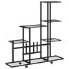 vidaXL Stovas augalams su ratukais, juodas, 94,5x25x92,5cm, metalas