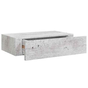 vidaXL Sieninė lentyna su stalčiumi, betono pilka, 40x23,5x10cm, MDF