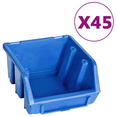 vidaXL Sandėliavimo dėžių rinkinys, 48 dalių, mėlynas ir juodas