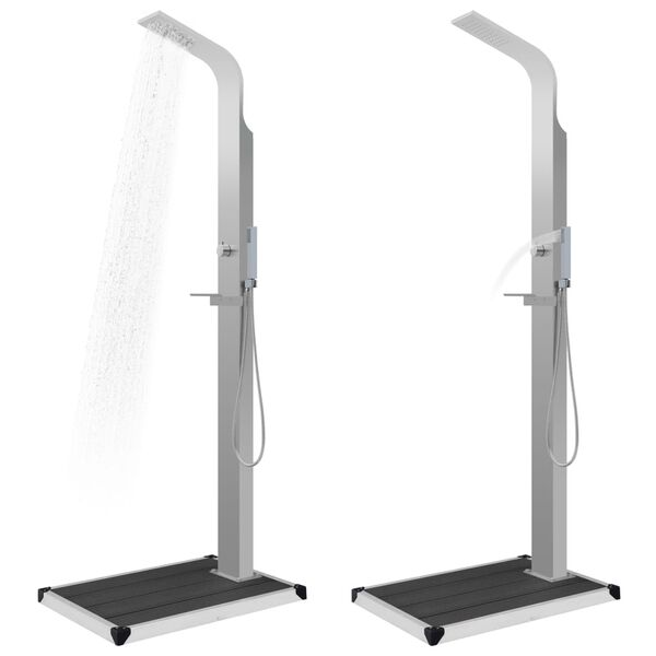 vidaXL Lauko dušas su padėklu, WPC ir nerūdijantis plienas