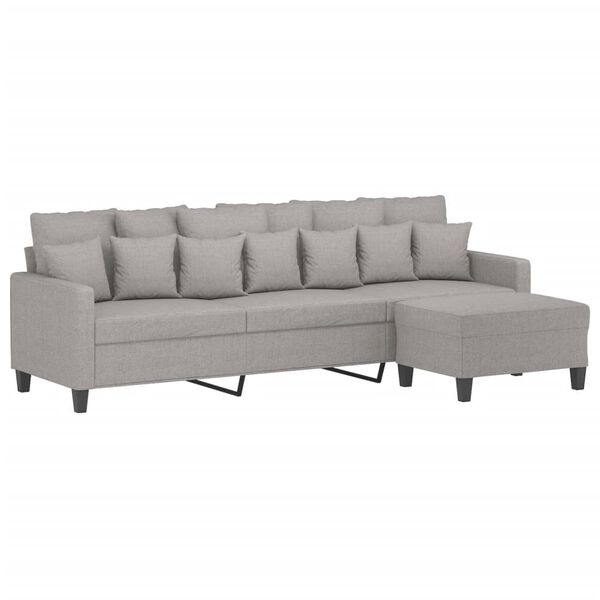 vidaXL Trivietė sofa su pakoja, &scaron;viesiai pilka, 210cm, audinys