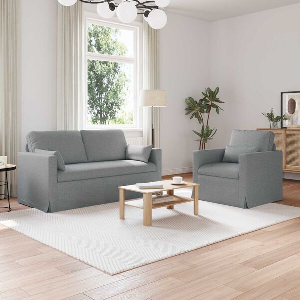 vidaXL Sofa 2 pcs &Scaron;viesiai pilka 158 x 78 x 80 cm audinys