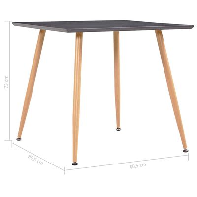 vidaXL Valgomojo stalas, pilkos ir ąžuolo spalvos, 80,5x80,5x73cm, MDF