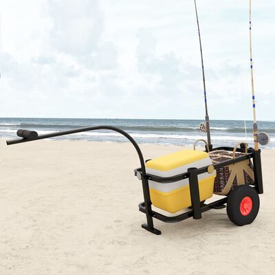 vidaXL Žvejybos vežimėlis, juodos spalvos, plienas