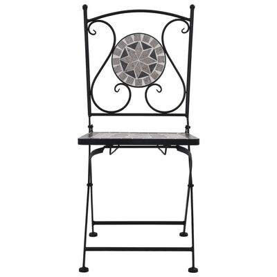 vidaXL Mozaikinės bistro kėdės, 2 vnt., pilkos spalvos