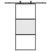 vidaXL Stumdomos durys su įrangos rinkiniu, juodas, 90x205 cm