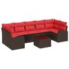 vidaXL Sodo Sofų Rinkinys Ruda ir raudona 55 x 55 x 37 cm poliratanas