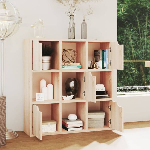 vidaXL Lentyna knygoms, sonoma ąžuolo spalvos, 88,5x27,5x88cm, MDP