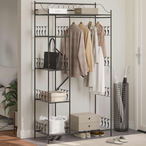 vidaXL Atvira spinta su lentyna Juoda 100 x 43 x 188 cm Plienas