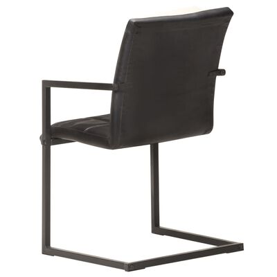 vidaXL Gembinės valgomojo kėdės, 4vnt., juodos spalvos, tikra oda