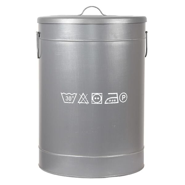 LABEL51 Skalbinių dėžė, pilka, 40x40x58cm, senovinio dizaino, L