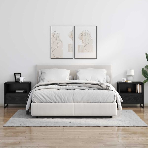 vidaXL Naktinis staliukas su stalčių Juodas ąžuolas 50 x 39,5 x 50 cm