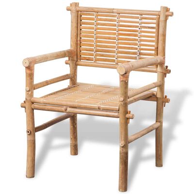 vidaXL Bistro baldų komplektas su pagalvėlėmis, 3d., bambukas