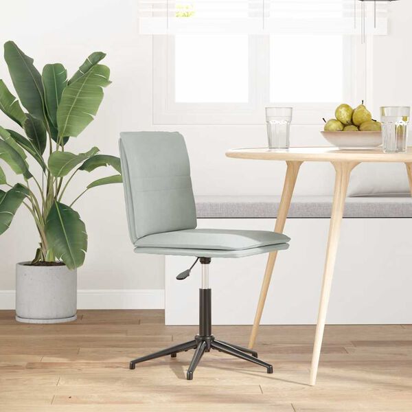 vidaXL Valgomojo kėdė, &scaron;viesiai pilkos spalvos, aksomas