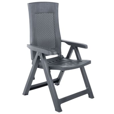 vidaXL Atlošiamos sodo kėdės, 2vnt., antracito spalvos, plastikas