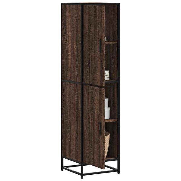 vidaXL Highboard Rudas ąžuolas 35,5x35x139 cm Mediena ir metalas