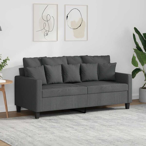 vidaXL Dvivietė sofa, tamsiai pilkos spalvos, 140cm, audinys