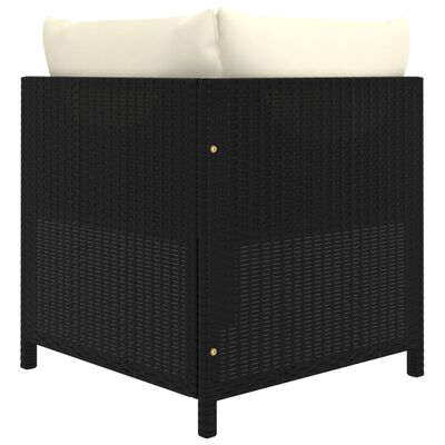 vidaXL Modulinė kampinė sofa su pagalvėlėmis, juoda, poliratanas