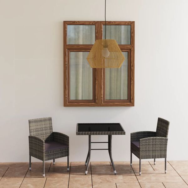 vidaXL Valgomojo komplektas, 3 dalių, antracito spalvos, poliratanas