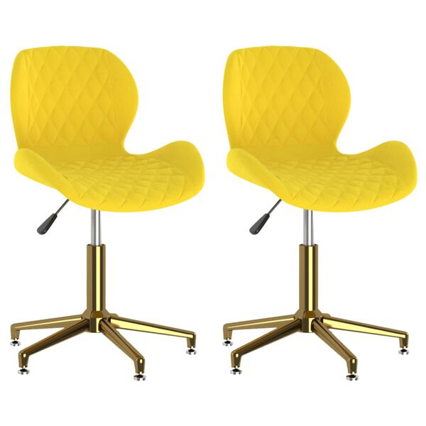 vidaXL Pasukamos valgomojo kėdės, 2vnt., garstyčių geltonos, aksomas