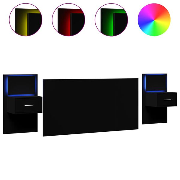 vidaXL Lovos galvūgalis su spintelėmis, juodas, 120cm, mediena