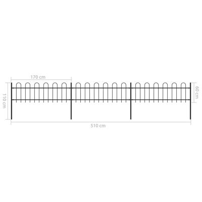 vidaXL Sodo tvora su apvaliais viršugaliais, juoda, 5,1x0,6 m, plienas
