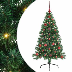 vidaXL Dirbtinis prie&scaron;&scaron;ventinis eglutė su &scaron;viesomis Žalia 120 cm PVC