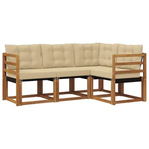 vidaXL Lauko sofos komplektas su pagalve 4 pcs Natūralus ir bežinis