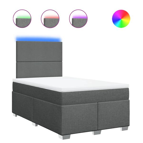 vidaXL Lova su spyruoklėmis ir čiužiniu, pilka, 120x190cm, audinys