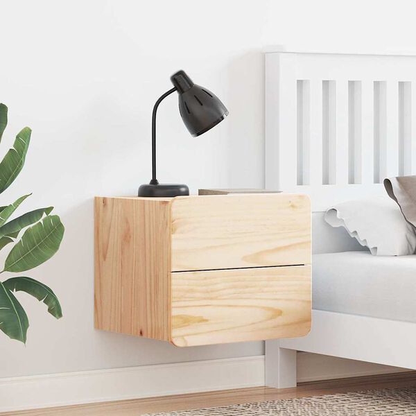 vidaXL Naktinis staliukas su stalčių 2 pcs Natūrali 39 x 34 x 33 cm