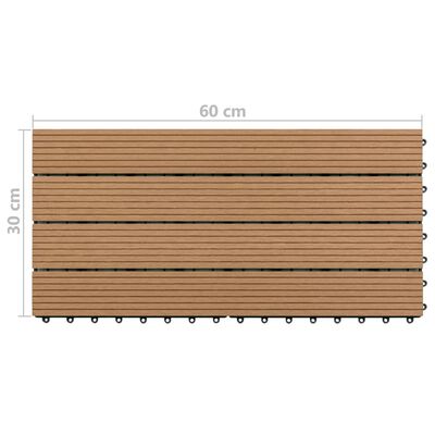 vidaXL Grindų plytelės, 6vnt., rudos spalvos, 60x30cm, WPC, 1,08 m²