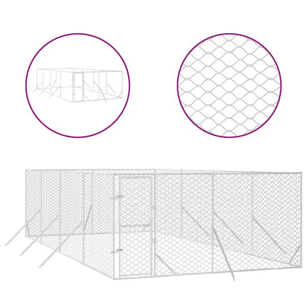 vidaXL Lauko voljeras &scaron;unims, sidabrinis, 4x8x2m, plienas