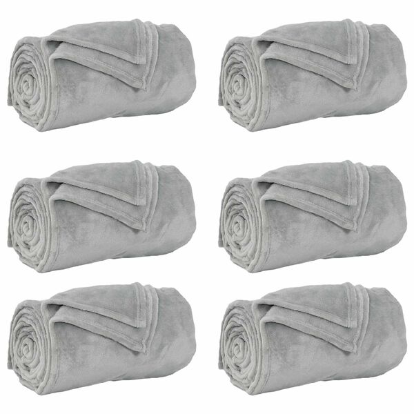 vidaXL Mesti antklodės 6 pcs Pilka 130 x 150 cm Flysas