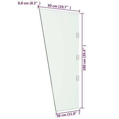 vidaXL Šoninė sienelė stogeliui durims, skaidri, 50x100cm, stiklas
