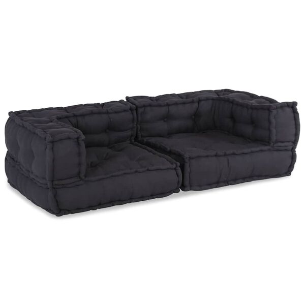 vidaXL Dvivietė modulinė sofa, antracito spalvos, 140x70x36, audinys