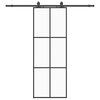 vidaXL Stumdomos durys su įrangos rinkiniu, juodas, 76x205 cm, ESG ir