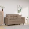 vidaXL Dvivietė sofa su pagalvėmis, taupe, 120cm, mikropluo&scaron;to audinys