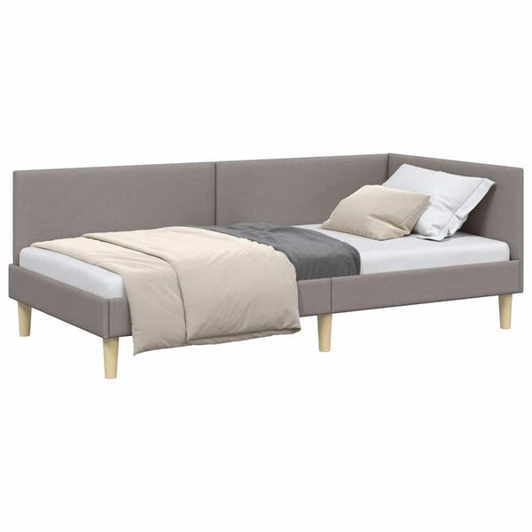 vidaXL Kampinė lovos konstrukcija Taupe 100 cm x 200 cm Aksomas