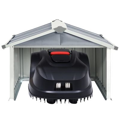 vidaXL Sodo roboto vejapjovės garažas, pilkas, 92x97x63cm, plienas