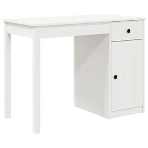 vidaXL Ra&scaron;omasis stalas, baltas, 100x50x75cm, pu&scaron;ies medienos masyvas