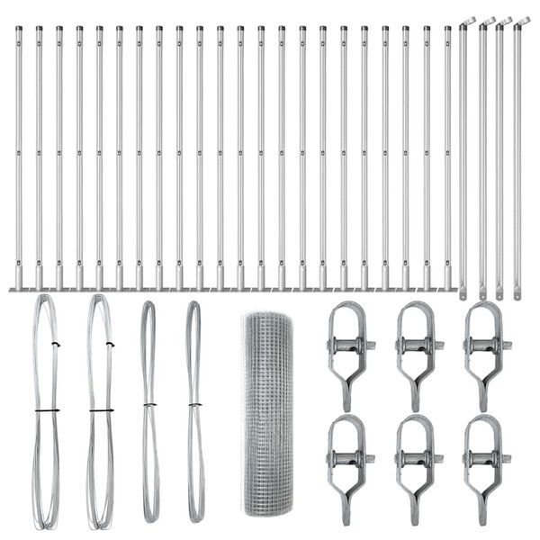 vidaXL Tvorelės stulpas Sidabro 50 x 0,8 m (25 x 25 mm tinklas)