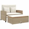 vidaXL Dvivietė sodo sofa su pagalvėlėmis, smėlio, poliratanas/akacija