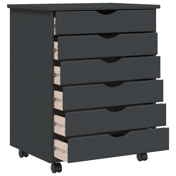 vidaXL Spintelė su ratukais MOSS, pilka, pu&scaron;ies masyvas