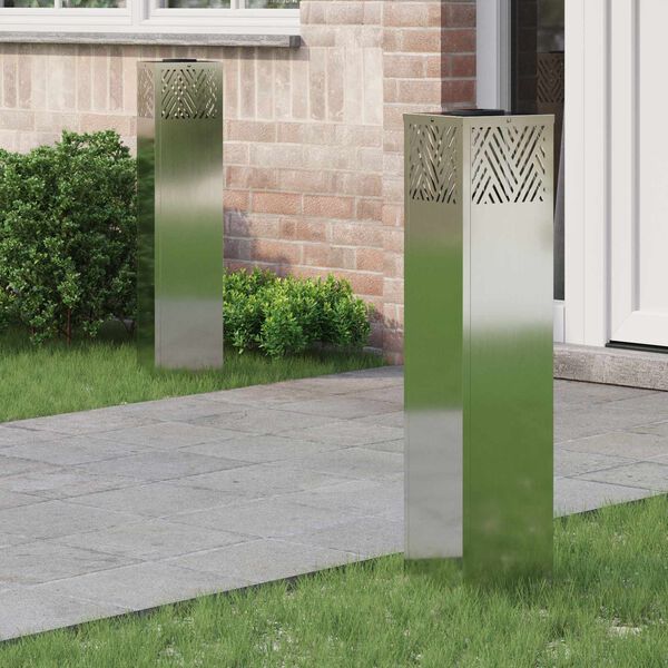 vidaXL Saulės LED &scaron;aligatvio &scaron;viesa 2 pcs Sidabro Cinkuotas