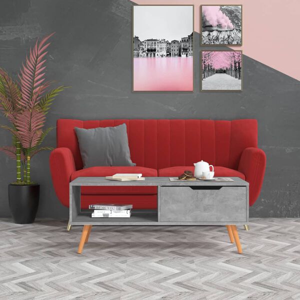 vidaXL Kavos staliukas, betono pilkas, 100x49,5x43cm, apdirbta mediena