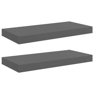 vidaXL Pakabinamos sieninės lentynos, 2vnt., pilkos, 50x23,5x3,8cm, MDF