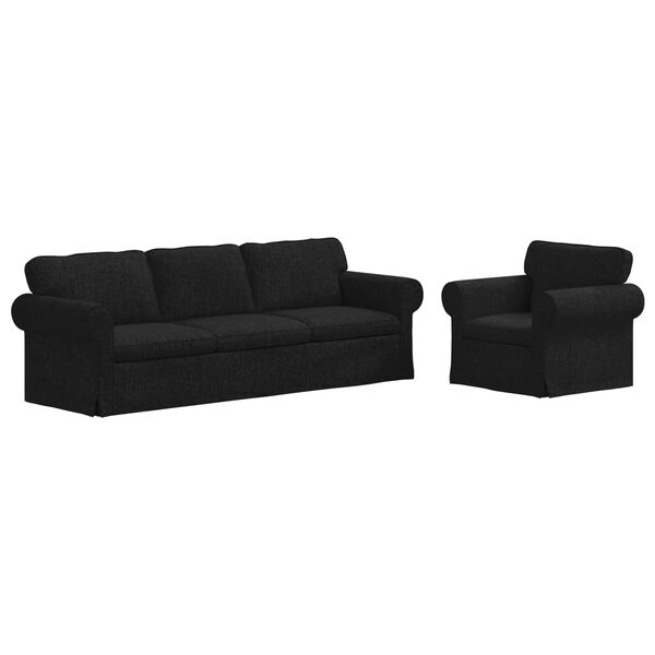 vidaXL Sofa 2 pcs Juoda 245 x 82 x 80 cm audinys