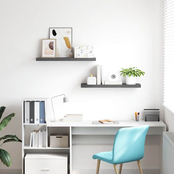 vidaXL Pakabinamos lentynos, 2vnt., pilkos, 80x23,5x3,8cm, MDF